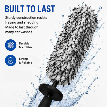 Microfiber Wheel Brush, Wheel Barrel Brush, Highly Water Absorption Rim Brushes for Cleaning Wheels, Tire and Car Detailing, Black
