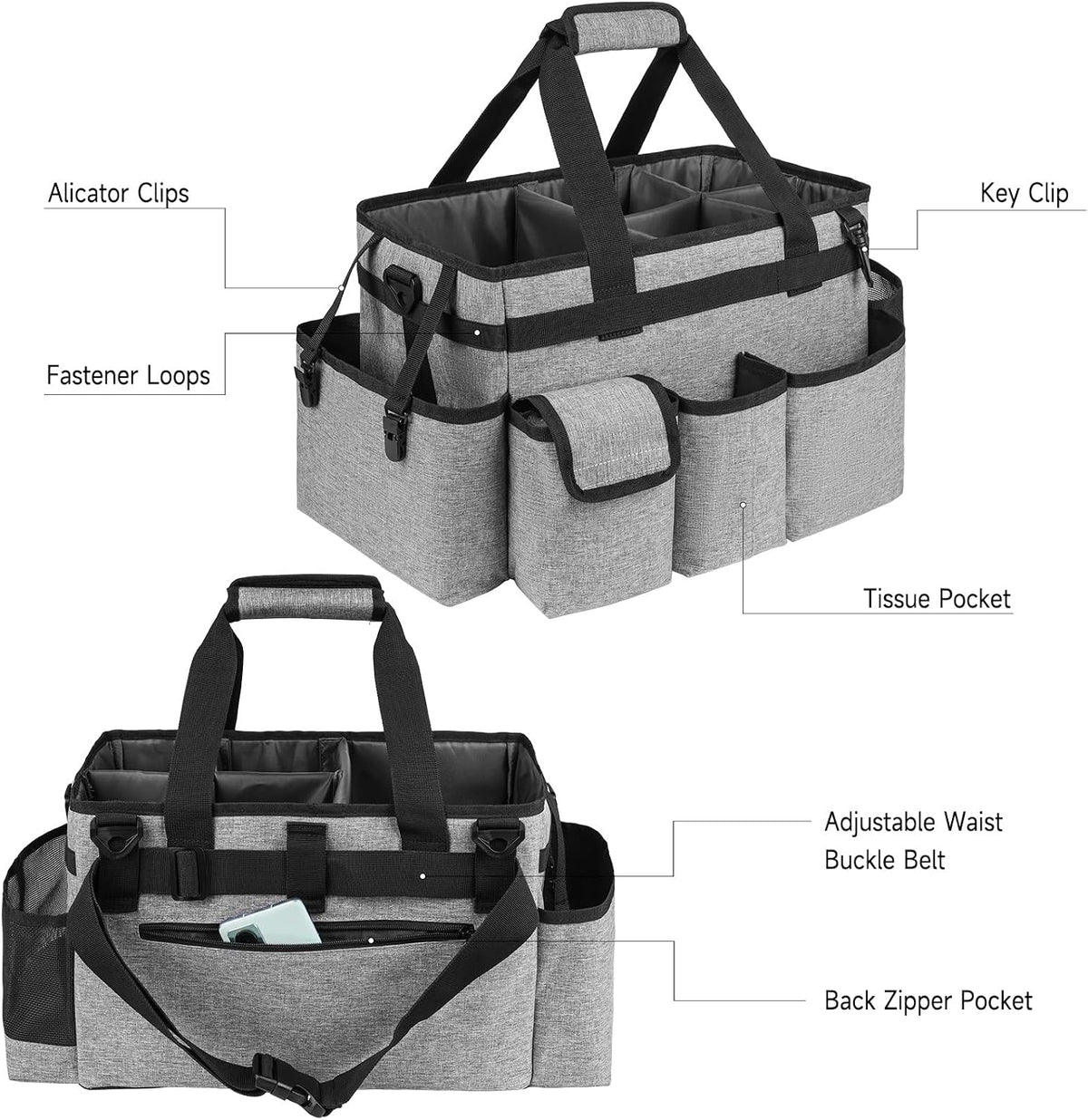 Cleaning Caddy,Cleaning Bag for Housekeepers,Cleaning Supplies Organizer with Handle,Black