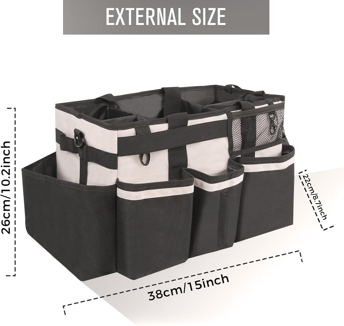 SCAVATA Wearable Cleaning Caddy Organizer with Handle & Shoulder Straps for Housekeepers, Under Sink & Car Cleaning Tool Organizer Bag with 4 Foldable Dividers (Green)