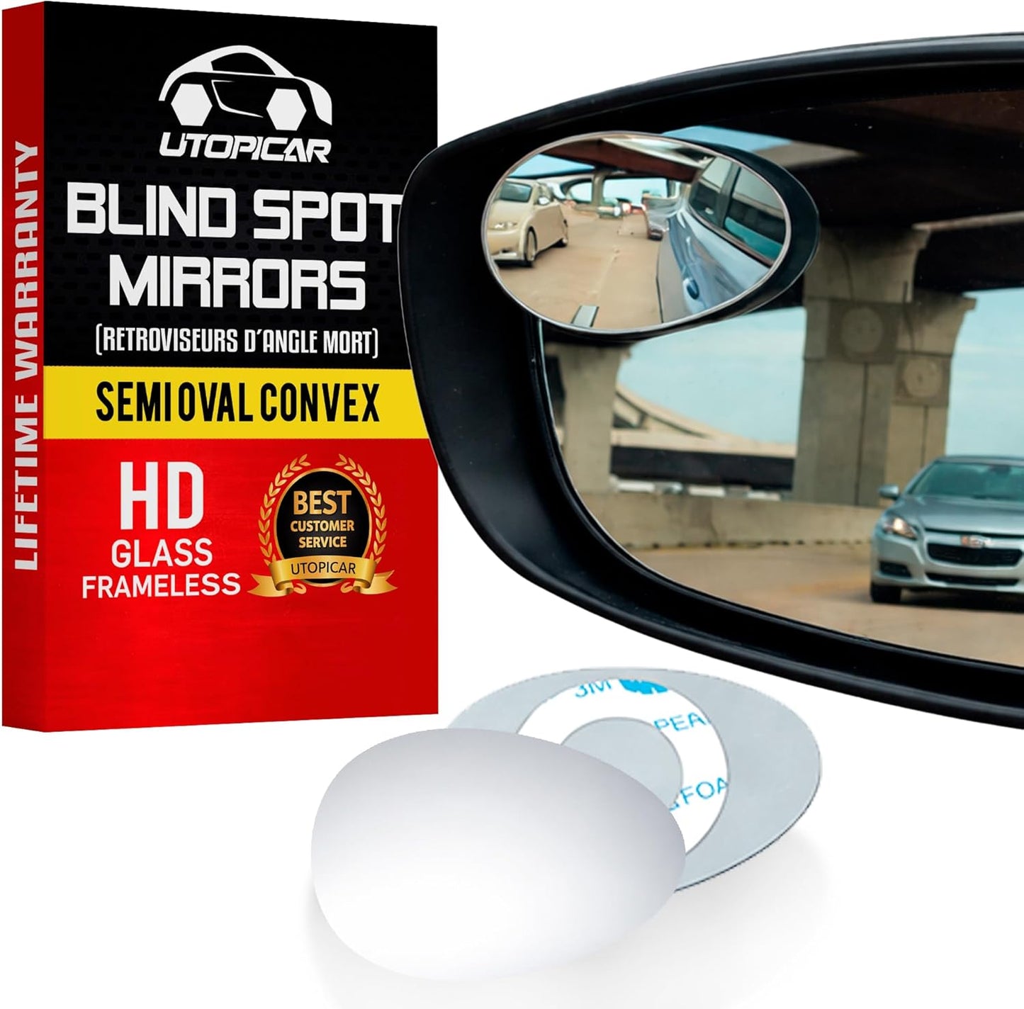 Blind Spot Convex Car Mirror - Rearview Accessories for Car Interior - Automotive Blindspot Mirrors for Larger Image and Improved Traffic Safety (2-Pack)