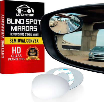 Blind Spot Convex Car Mirror - Rearview Accessories for Car Interior - Automotive Blindspot Mirrors for Larger Image and Improved Traffic Safety (2-Pack)