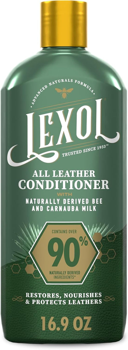 Lexol All Leather Cleaner, Naturally Derived Leather Care Cleaner with Aloe Vera, Great for Car Interiors, Boots, Furniture, Bags, Jackets and More, 16.9 fl oz