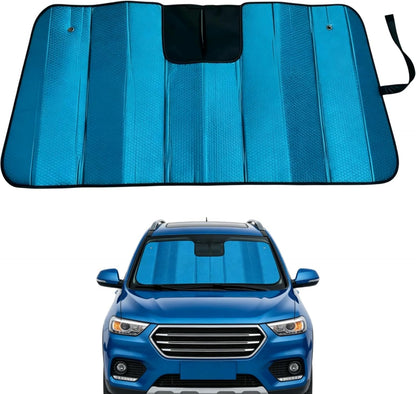 GWUSKDT Car Sun Shade, Sun Protector,Foldable Front Window Shade-Thicken 5-Layer Bubble for Auto Windshield UV Protection and Heat Reflector 58"x 27.5" (Blue)