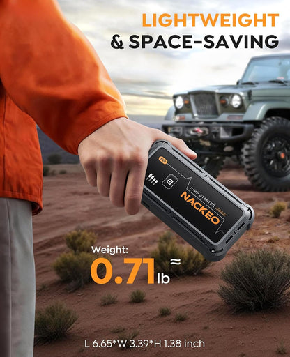 Portable Car Battery Jump Starter 5000A Car Jump Starter Battery Pack (9.0L Gas/8.5L Diesel), 12V Jump Box Car Battery Jumper Starter Portable Jumper Cables, Fast Charge, Lights, Compact