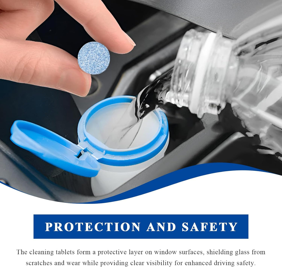 100 PCS Car Windshield Washer Tablets, Auto Window Glass Cleaner Solid Effervescent Tablet, Vehicle Windshield Wiper Fluid Concentrated Cleaning Tablets for Clear Vision