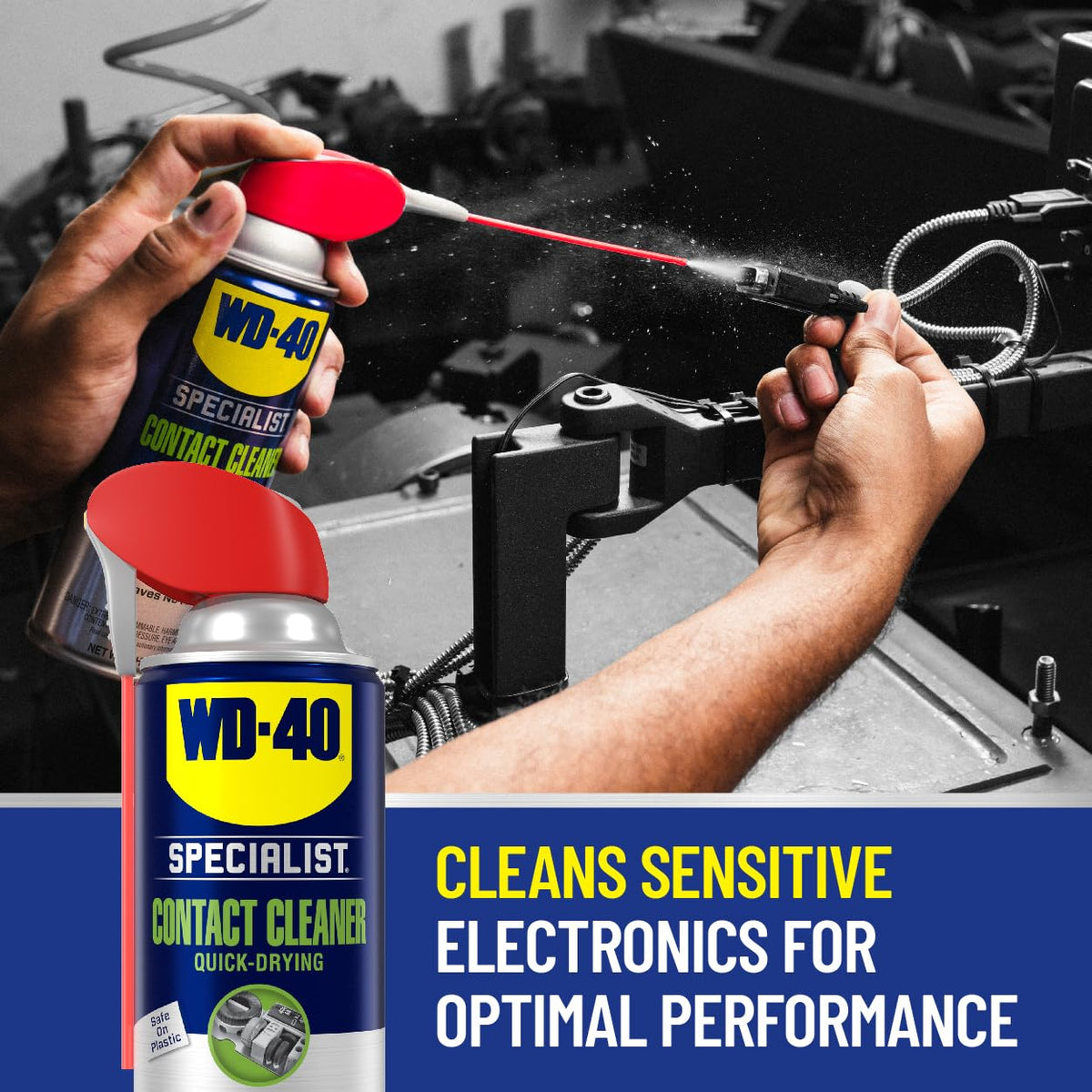 WD-40 Specialist® Contact Cleaner for Metal, Plastic, Rubber, Electrical Contacts, Battery Terminals, Switches, Fast-Drying Cleaner for Terminals & Motors, Auto, Bigger Can, 13.3 OZ [6-Pack]