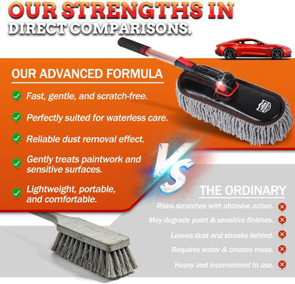 Car Duster Exterior Scratch Free,Soft Car Brush Kit for Truck,SUV,RV and Motorcycle,Wax Cotton Hair,Dusters with Extendable Handle,Duster for Cleaning,Dust Pollen Removing,No Lint