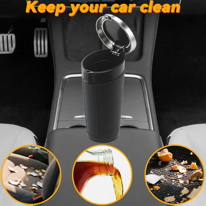 Car Trash Can Bin with Lid, Leakproof Garbage Can for Vehicle, Mini Trash Bin with 90 Attached Trash Bags, Easy to Clean Cup Holder Trash Can for Car, Home, Office