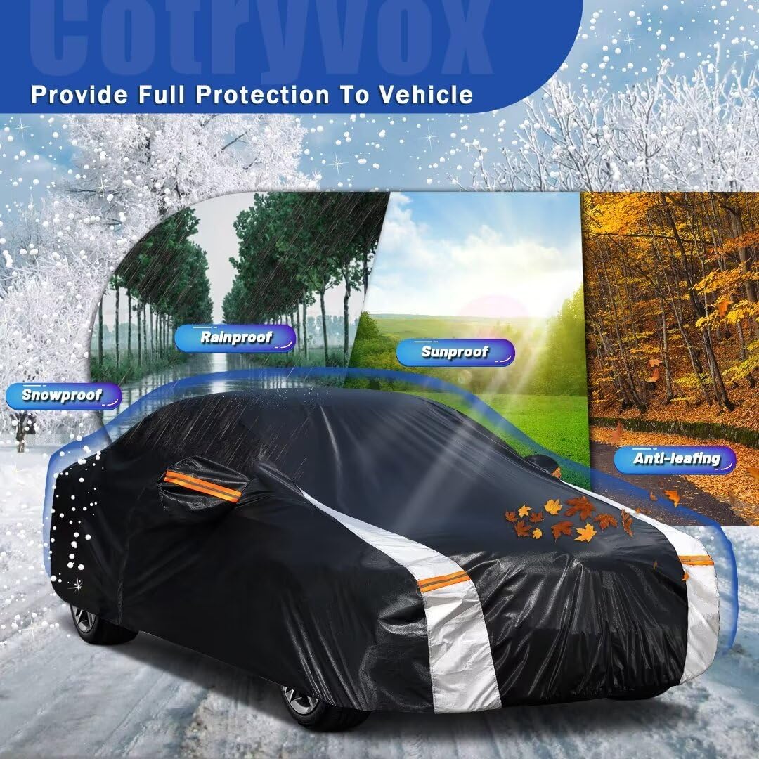Large SUV Car Cover for Chevy Suburban 100% Waterproof All Weather, Heavy Duty Outdoor Full Exterior Covers Rain Sun Wind UV Protection. - Colors D