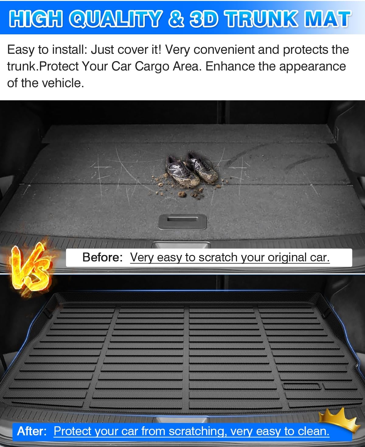 Rav4 Cargo Liner - Trunk Mat for Toyota RAV4 2019-2024 2025, All Weather Cargo Mat for rav4 Accessories, Heavy Duty (Fit for All Models)