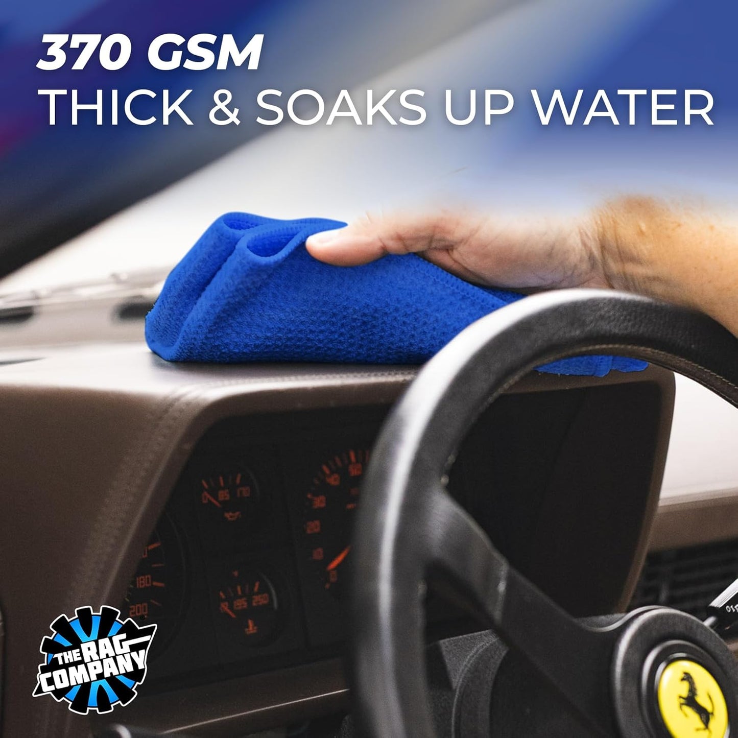The Rag Company - Standard Waffle Weave Towels, Microfiber Detailing, Window/Glass and Drying, Wax & Polish, Lint-Free, Streak-Free, 370gsm, 16in x 16in, Light Blue (3-Pack)