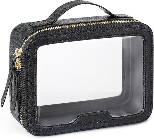 PACKISM Clear Makeup Bag - TSA Approved Toiletry Bag for Carry-on & Checked Luggage, Water Resistant Car Storage Organizer with Reinforced Seams