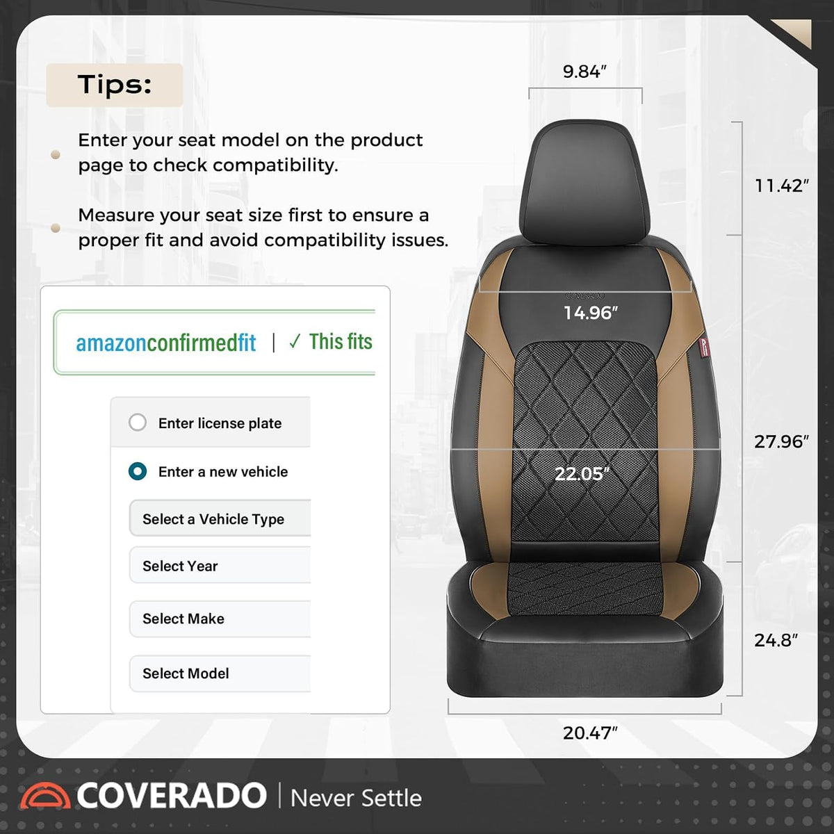 Coverado Car Seat Covers, Seat Covers Full Set, 5 Seats Automotive Seat Cover, Mesh Breathable Seat Protectors, Universal Fit for Most Cars