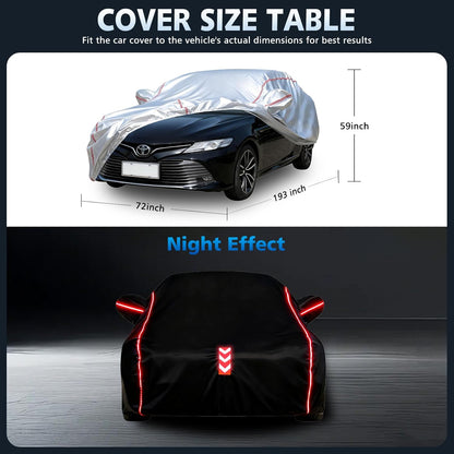 Car Cover for Sedan, Waterproof All Weather Heavy Duty, 360° Underbody Wrap Windproof Design, Quick Install Outdoor Vehicle Cover, Fits 186-193 in
