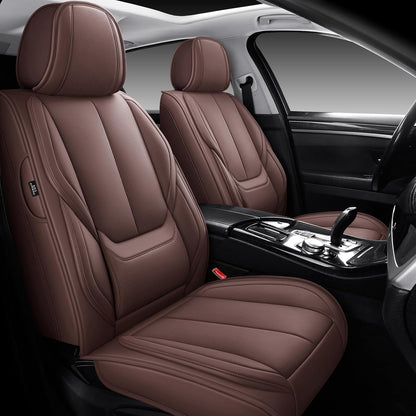 MINGBRON Car Seat Cover Full Set, Leather Car Seat Cover, Waterproof Seat Covers, Car Seat Cushion, Nappa Leather Seat Covers Car Seat Protector Universal Fit Most Cars Black