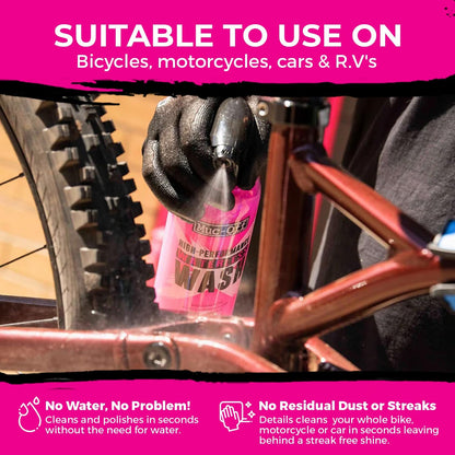 Muc-Off High Performance Waterless Bike Wash 750ml (Pack of 1) | Spray & Wipe Bike Cleaner | No Water Needed | Safe on Carbon Fibre | Cleans & Polishes with a Streak-Free Finish