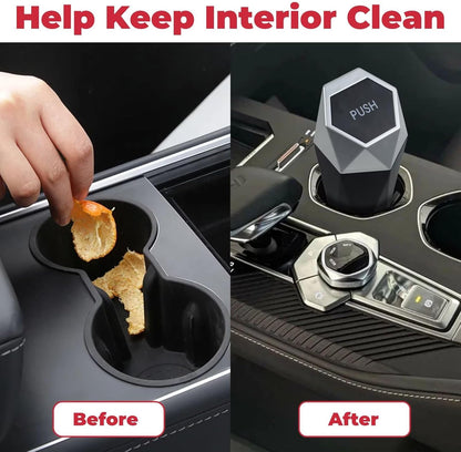 BFXM Car Trash Can, Car Trash Bin with Lid, Car Accessories for Women Interior, Car Garbage Can with Additional 2 ABS Hooks and 60pcs Trash Bags, Suitable for Home, Office, Car Organizer, Black