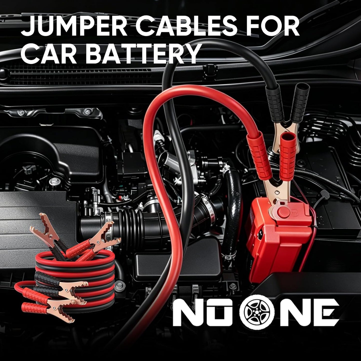 NOONE Jumper Cables for Car Battery, Heavy Duty Automotive Booster Cables for Jump Starting Dead or Weak Batteries (10-Feet)