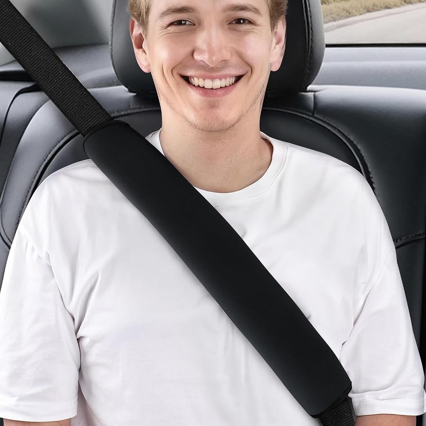 Extra Long Car Seat Belt Cover, 2Pack Waterproof Seatbelt Shoulder Pad for Comfortable Driving, Soft Seatbelt Strap Covers for Adults Kids Women & Men, Machine Washable, Grey