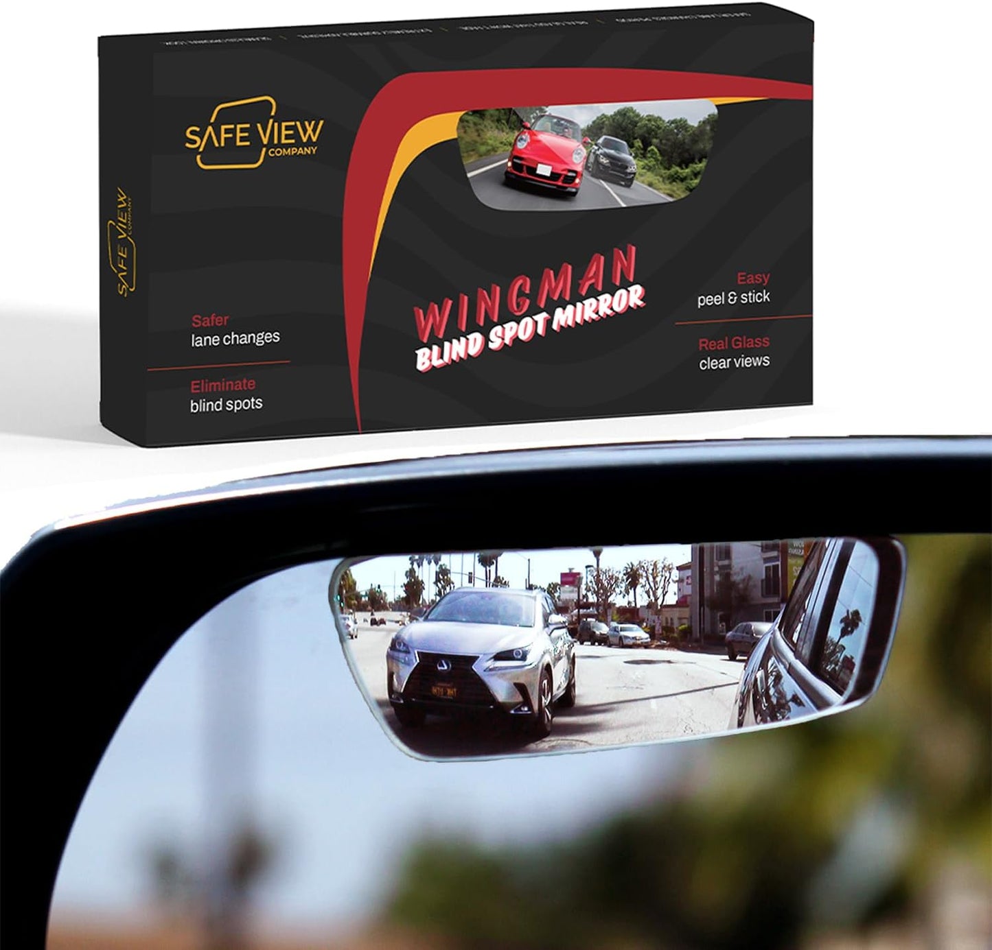 Superfan Blind Spot Mirrors for Cars by Safe View Company – Real Convex Glass for Clear Wide Angle Vision – Safer Lane Changes, Easy Stick-On, Weatherproof & Long Lasting Durability