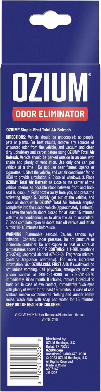 OZIUM® Air Freshener Odor Eliminator, 2oz Single Shot Total Air Refresh & Car Air Freshener – Original – 4 Pack