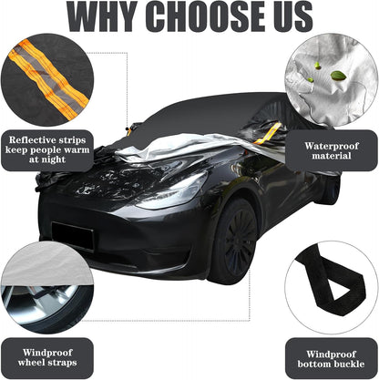 Riakrum Full Car Cover Waterproof All Weather for Automobiles Windproof Cover Rain UV Protection Sun Scratch Resistant Outdoor Universal(Fit Sedan Length (185-193'') 70'' H,Black, Orange)