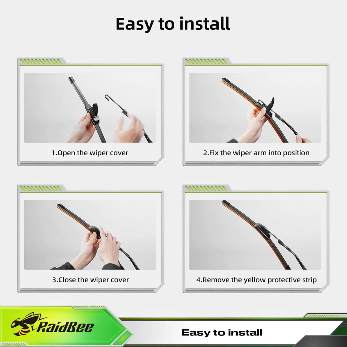 Raidbee® 26"+26" Windshield Wiper Blades Replacement for Ford Fusion 2013 2014 2015 2016 2017 2018 2019 2020 Genuine OEM Quality 2 Pack - Colors A