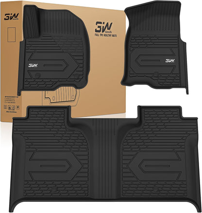 3W Floor Mats & Cargo Liner Fit for 2021 2022 2023 2024 2025 2026 Chevy Tahoe/GMC Yukon/Cadillac Escalade 7 Seat, TPE All Weather Custom Fit Car Accessories Heavy Duty Rubber Full Set Trunk Mats - Colors B