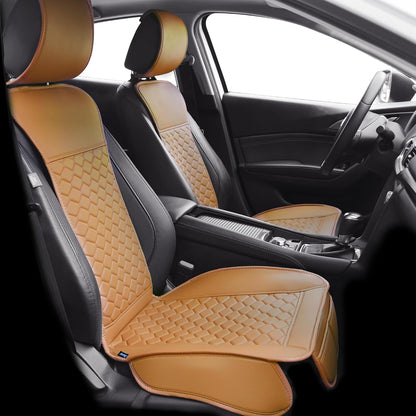 Elantrip 2PCs Front Car Seat Covers Leather Water Proof Seat Protector Universal fit for Most Cars SUVs and Trucks Black