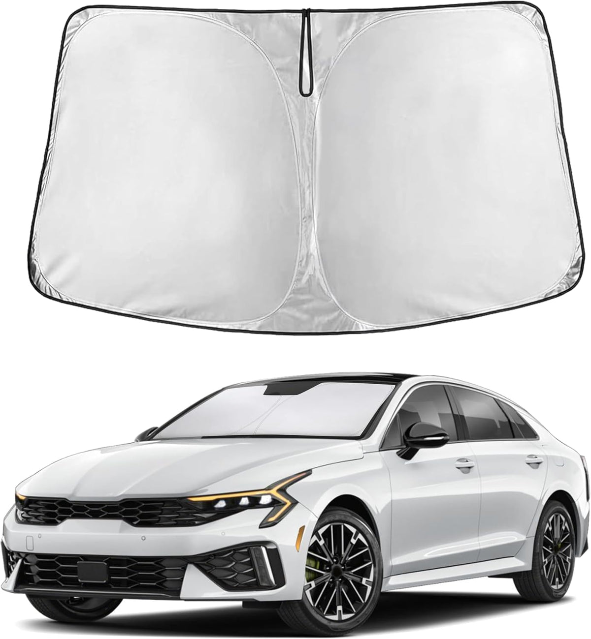 EcoNour Car Windshield Sun Shade | 2025 Upgraded Innovative No-Light-Pass Technology for Maximum Coverage | Foldable Sun Shade Keeps Your Vehicle Cool | Must-Have Car Accessories | Small (59" x 29") - Colors J