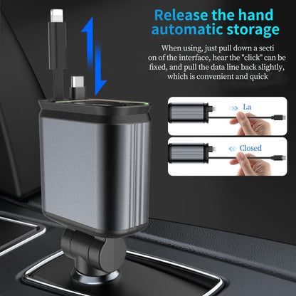 Retractable Car Charger,Car Phone Charger USB C Fast Charge,Cigarette Lighter USB Charger Car Accessories for Women,Road Trip Essentials Gift for Men,Car Charger for iPhone 17/16/15,Galaxy S26,Pixel