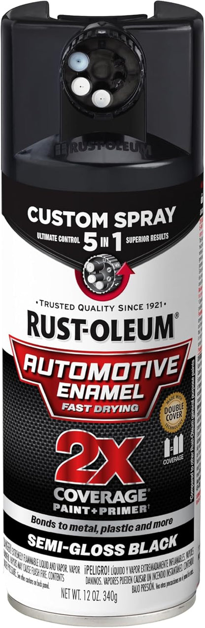 Rust-Oleum 2X Automotive Enamel Custom Spray 5-in-1 Spray Paint, 12 oz, Gloss Clear