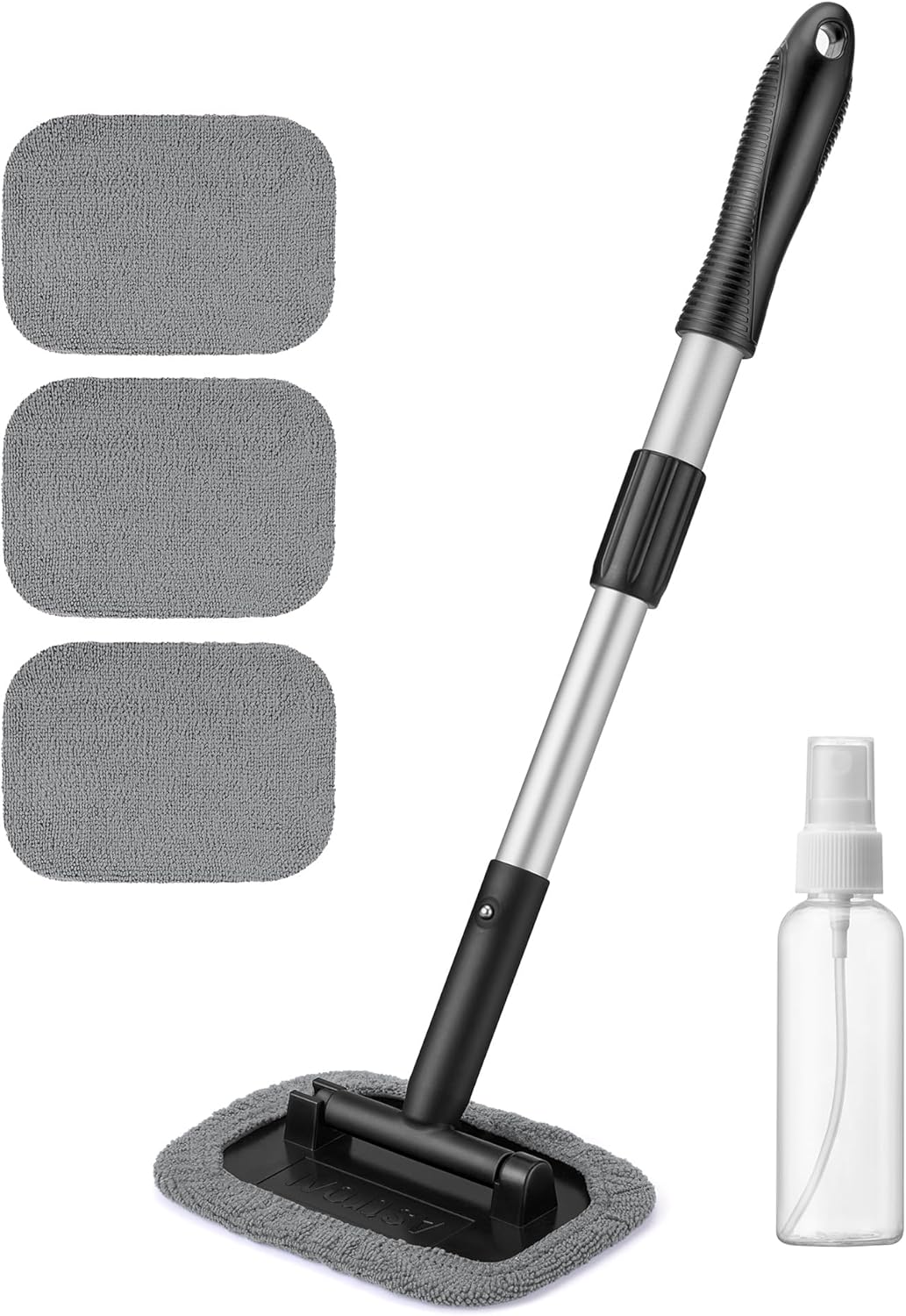 AstroAI Windshield Cleaner Tool, Microfiber Car Window Cleaner with 4 Reusable and Washable Microfiber Pads and Extendable Handle Auto Inside Glass Wiper Kit, Blue