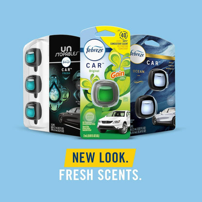 Febreze Car Air Freshener Vent Clip Platinum Ice Scent, .07 oz. Car Vent Clip, Pack of 4
