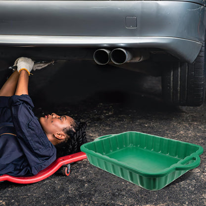 CALLARON 23.5" Oil Drain Pan for Car, Heavy Oil Change Collector Pan Leakproof, Plastic Large Transmission Drain Pan, Changing Oil Pans for Car Truck Engine, Transmission, Fluid Change(Green)