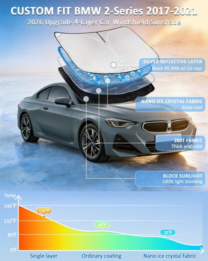 for Toyota Tacoma 2016-2023 2024 2025 2026 Sun Shade Sunshade Windshield Cover - 4 Layers Front Window Shade Custom Fit Tacoma 2Dr 4Dr Pickup Sun Visor 240T Shade Blocks UV Rays Car Accessories - Colors C