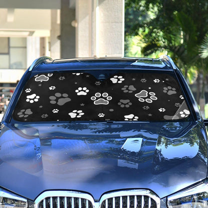 Black Leopard Car Windshield Sun Shade Animal Skin Print Foldable UV Ray Sun Visor Protector Sunshade to Keep Your Vehicle Cool (51" x 27.6")