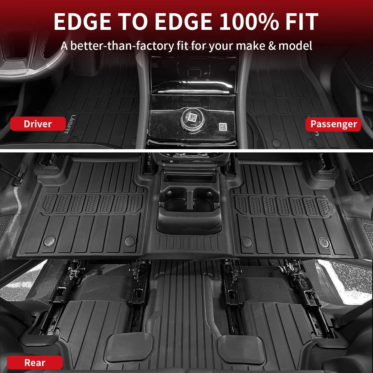 LASFIT Floor Mats for Jeep Grand Cherokee WL 2022-2025 2026 5-Seat (Include 4xe, NOT for L), All Weather TPE Custom Fit Car Mats Floor Liners Cargo Liner Cargo Mat Trunk Mat Black