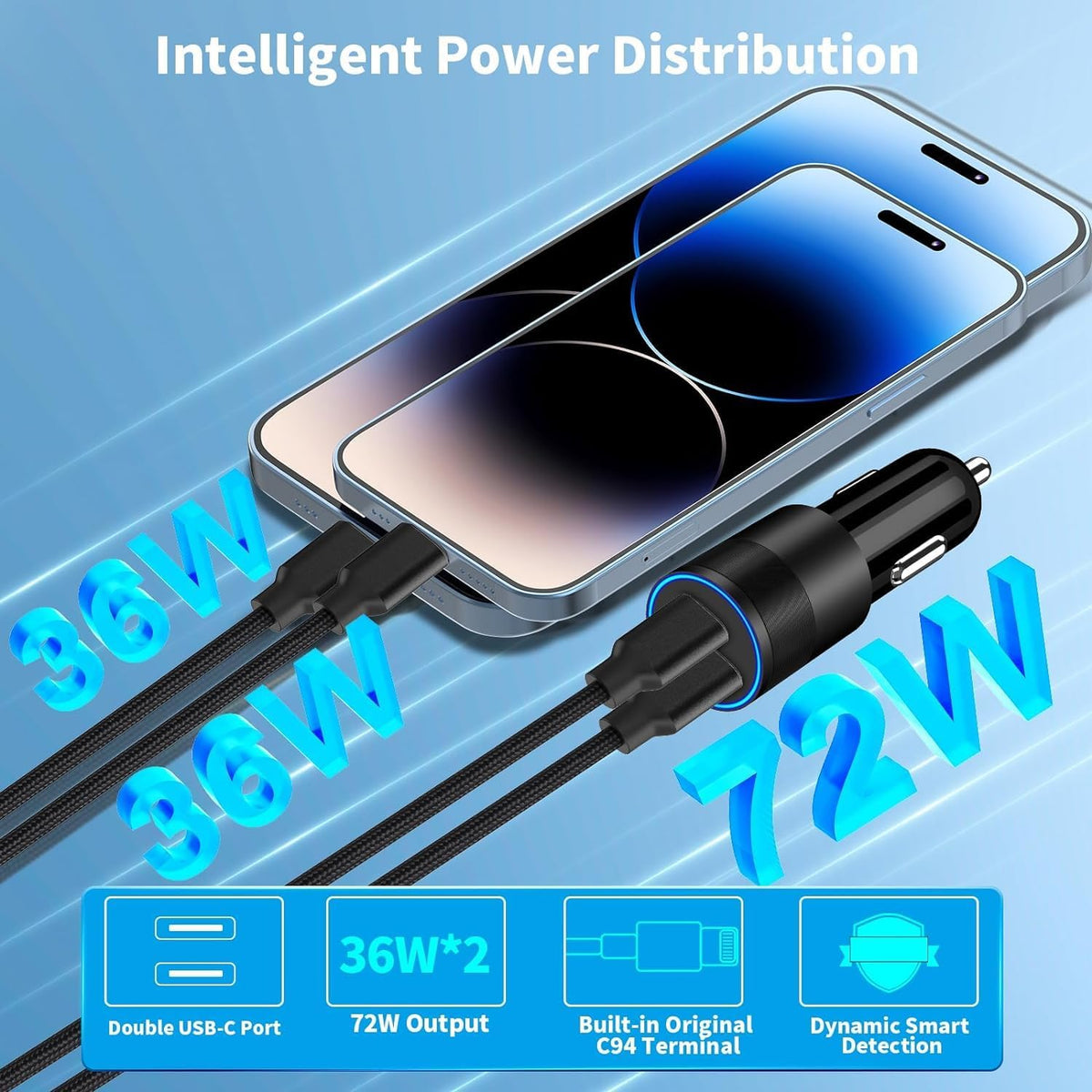 USB C Car Charger, Rombica 2Pack 3-Port 67W Dual PD USB-C&USB-A Car Power Cigarette Lighter USB Charger 3 in 1 PD/QC Type C Fast Car Charge for iPhone 17 17 Pro Max 16 15 14 13 12/Galaxy S26 S25/Pixel