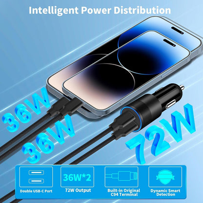 USB C Car Charger, Rombica 2Pack 3-Port 67W Dual PD USB-C&USB-A Car Power Cigarette Lighter USB Charger 3 in 1 PD/QC Type C Fast Car Charge for iPhone 17 17 Pro Max 16 15 14 13 12/Galaxy S26 S25/Pixel