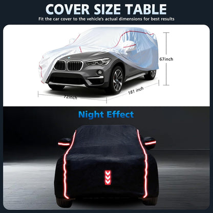 Car Cover for Sedan, Waterproof All Weather Heavy Duty, 360° Underbody Wrap Windproof Design, Quick Install Outdoor Vehicle Cover, Fits 186-193 in