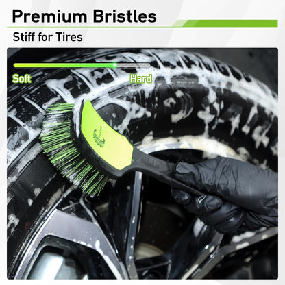 10PCS Car Detailing Brush Set,Boars Hair Car Cleaning Detail Brush kit,Ultra Soft No Scratch Car Dust Brush,Car Interior Detailing Brushes Kit,Detail Brushes Car Detailing for Interior Exterior(green)