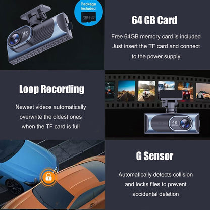 1080P Dual Dash Camera for Car Front and Inside Dashcam Car Security Video Recorder,170°Wide Angle Vehicle Cam,WDR,G-Sensor,2’’ IPS Screen,Loop Recording,Night Vision (Dual Dash Cam Without Card)