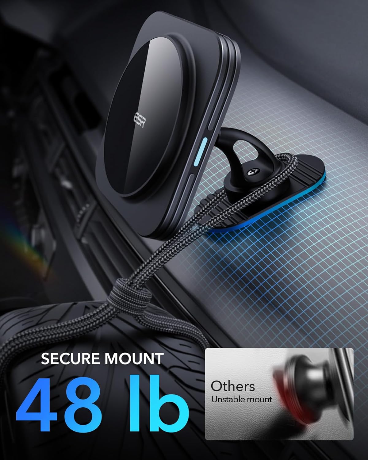 ESR for MagSafe Car Mount Charger,15W Magnetic Wireless Car Charger, for MagSafe Car Charging, Air Vent Dashboard Phone Holder Mount for iPhone Air 17 Pro Max 16 15 14 13 12, Galaxy S26, Fast Charging