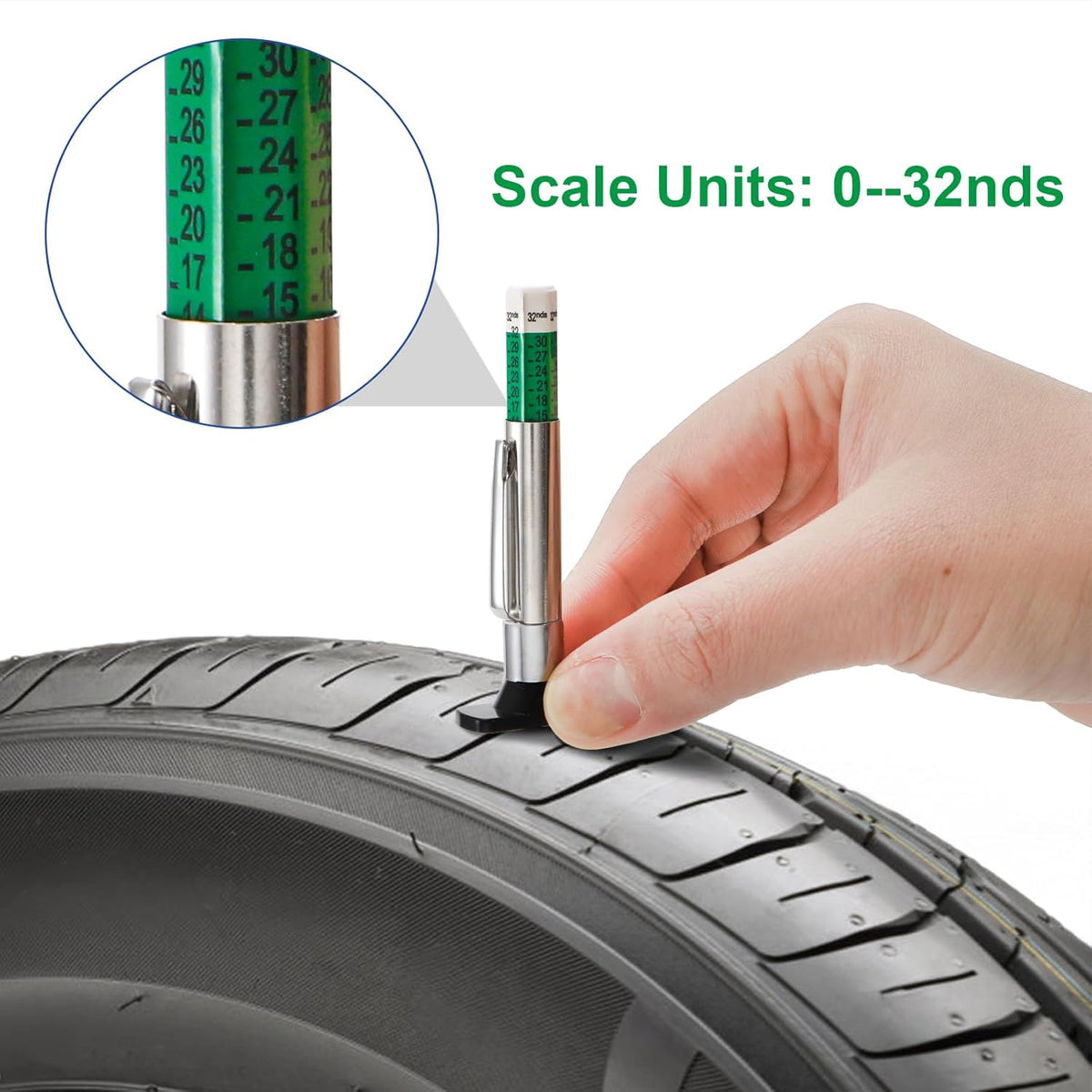 Yarlung 50 Pack Tire Tread Depth Gauge, Color Coded 32nds Accurate Measurement Tools, Tire Depth Gauge with Pocket Clip in 1/32 Inch Increments for Car, Semi Truck Tire Tread Check