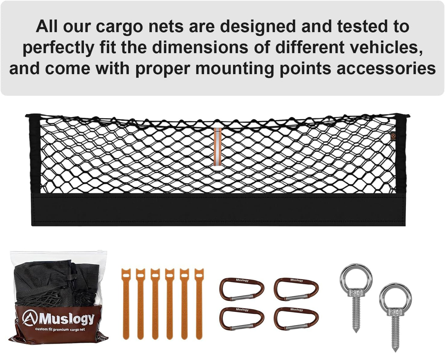 Muslogy Truck Bed Cargo Net Trunk Netting Compatible with 2023-2025 2026 Honda CR-V Accessories, Pickup Cargo Organizer SUV Sedan Storage Net w/Heavy Duty Carabiners - Colors B
