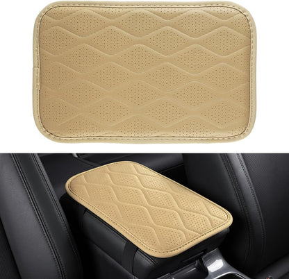 Amiss Car Center Console Cover, Upgraded Leather Car Armrest Cushion with 2 Storage Pockets, Universal Waterproof Cushion Pad, Non-Slip Car Interior Accessories, Fits Most Sedans SUVs Trucks (Black)