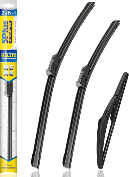 5 PLUS® Silicone Windshield Wipers Replacement for 2019-2024 Toyota RAV4/ 2006-2015 Mazda 5 Wiper Blades(Set of 3), Windshield Wiper Blades For My Car-26"/16"/12" - Colors B