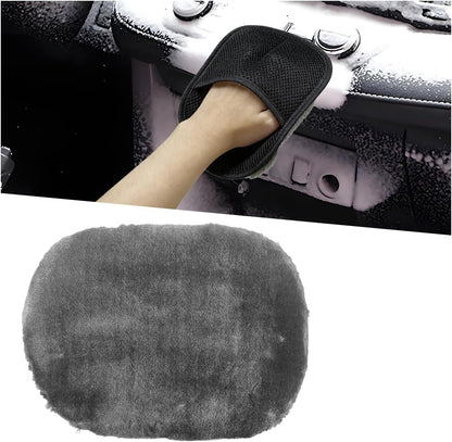 2PCS Car Wash Mitt, Soft Plush Non-Scratch Auto Dust Cleaning Pad, High-Density Car Washing Gloves, Universal Vehicle Exterior & Interior Detailing Supplies for Cars, Trucks, SUVs(Gray)