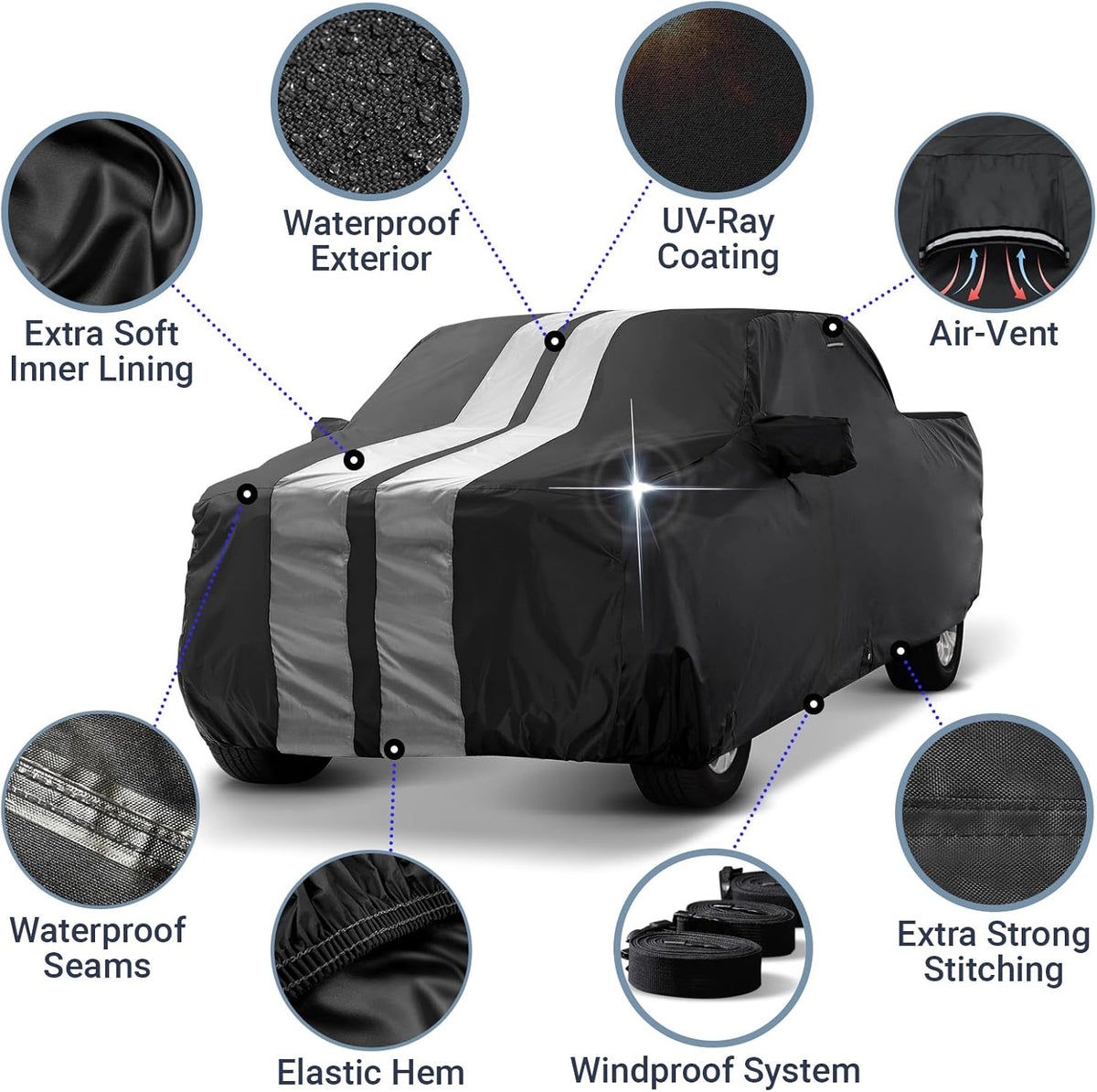 iCarCover 15-Layer Car Cover Waterproof All Weather | Premium Quality Car Covers for Automobiles, UV Protection, El Camino, Impala, Bel Air, Monte Carlo, Galaxie, Charger, Size C21 (See Size Chart) - Colors C